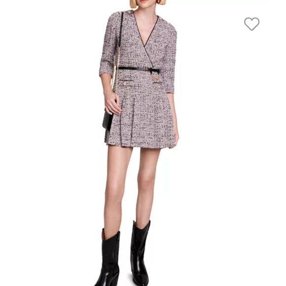 Maje Eldina Metallic Tweed Crossover Dress - Picture 4 of 13